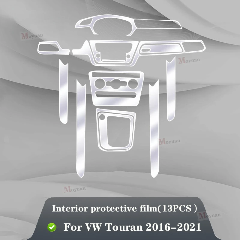 For Volkswagen Touran 2016-2021 Gearbox Panel Navigation Screen Automotive Interior TPU Protective Film Anti-Scratch Sticker