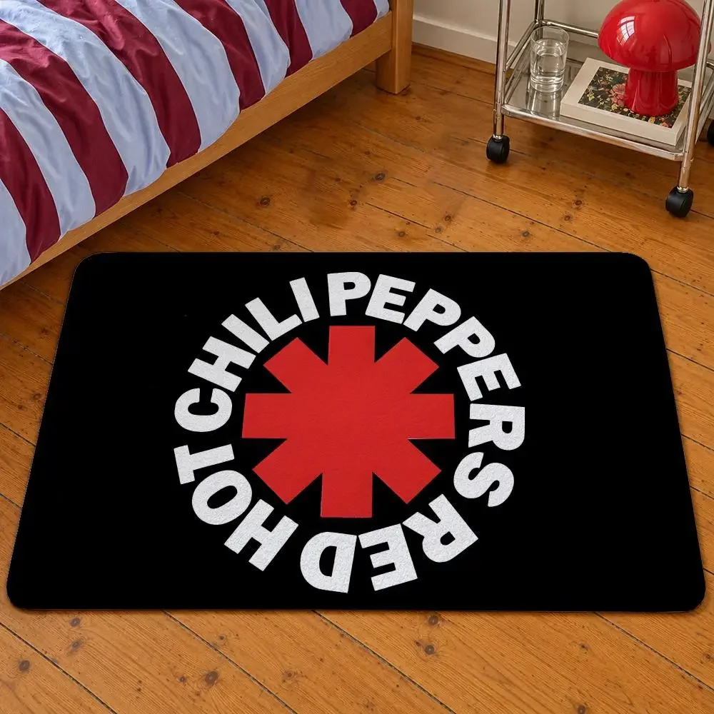 Floor Mat Soft Band Flea Peppers Flannel Entrance Doormat Non-Slip Washable Rug Hot Bedroom Kitchen Kiedis Home Chili Red Decor