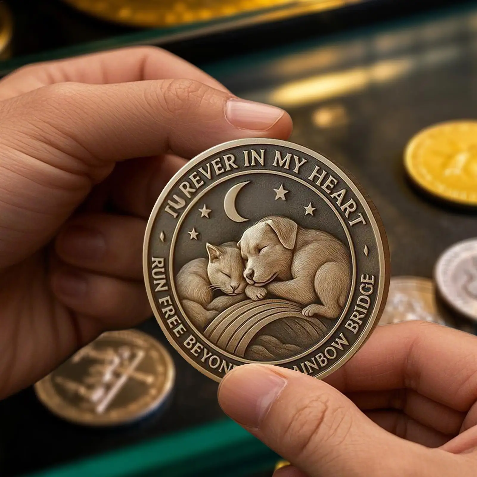 Pet Memorial Coin Always Remembered Forever Loved Coin Small Inspirational Keepsake Collection For Remembrance Encouragement