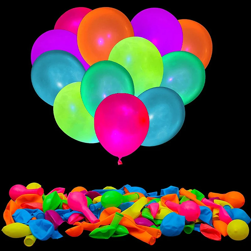 Ballons Fluorescents Réutilisables de 10 Pouces, Lueur dans le Noir, pour ixd'Anniversaire, Mariage, Bricolage, Arc, 10 Pièces