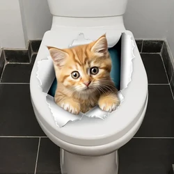 Cute Little Orange Cat Toilet Seat Sticker, Home Bathroom Toilet Tank Decals, Door Stickers, Wall Stickers WC Decorations M795