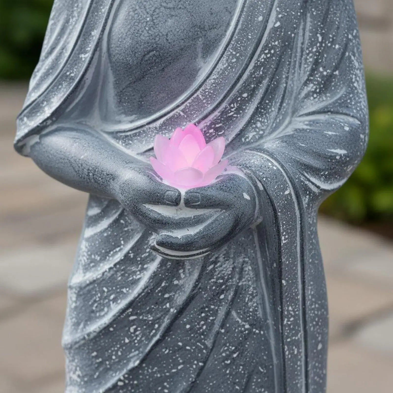 Outdoor Garden Buddha Statue Synthetic Resin Solar Light Durable Buddha Figure for Peaceful Patio Meditation