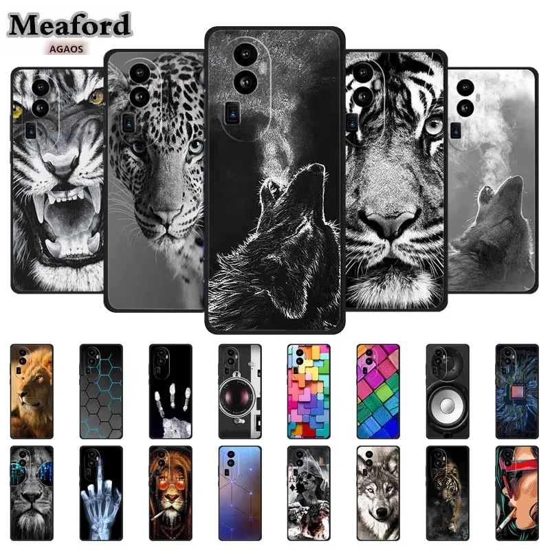 Phone Case for Oppo Reno10 Pro Plus Reno 10 Soft Back Cover for Reno10 Pro+ Reno10 Pro Cool Animal Capa Luxury Silicone TPU Case