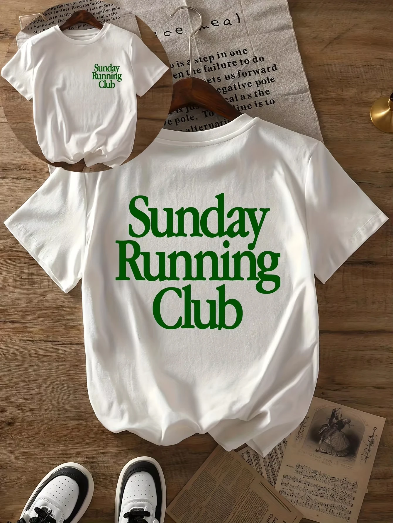 Sunday Running Club Print T-Shirt Breathable Tee Sporty Casual Top Jogging Daily Wear Men Women Casual Tees