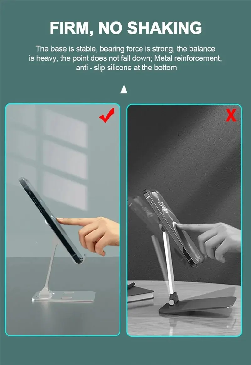Universeller Legierungs-Handy-Tablet-Halter für iPad, Verstellbarer Flexibler Klappbarer Lazy Desktop Live-Handy-Ständer – Detail 9