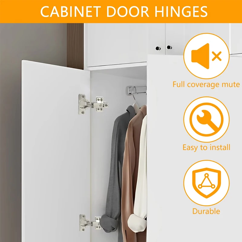 10pcs Door Hinge Stainless Steel Cabinet Door Hinges Buffer Soft Close Quiet Wardrobe Door Concealed Hinges image 4