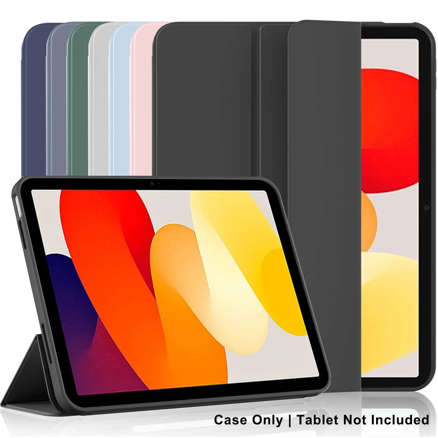 Tri-fold Flip Case For Xiaomi Redmi Pad SE 11 inch 2023 Magnetic Stand PU Leather Protective Cover & TPU Soft Back Cases