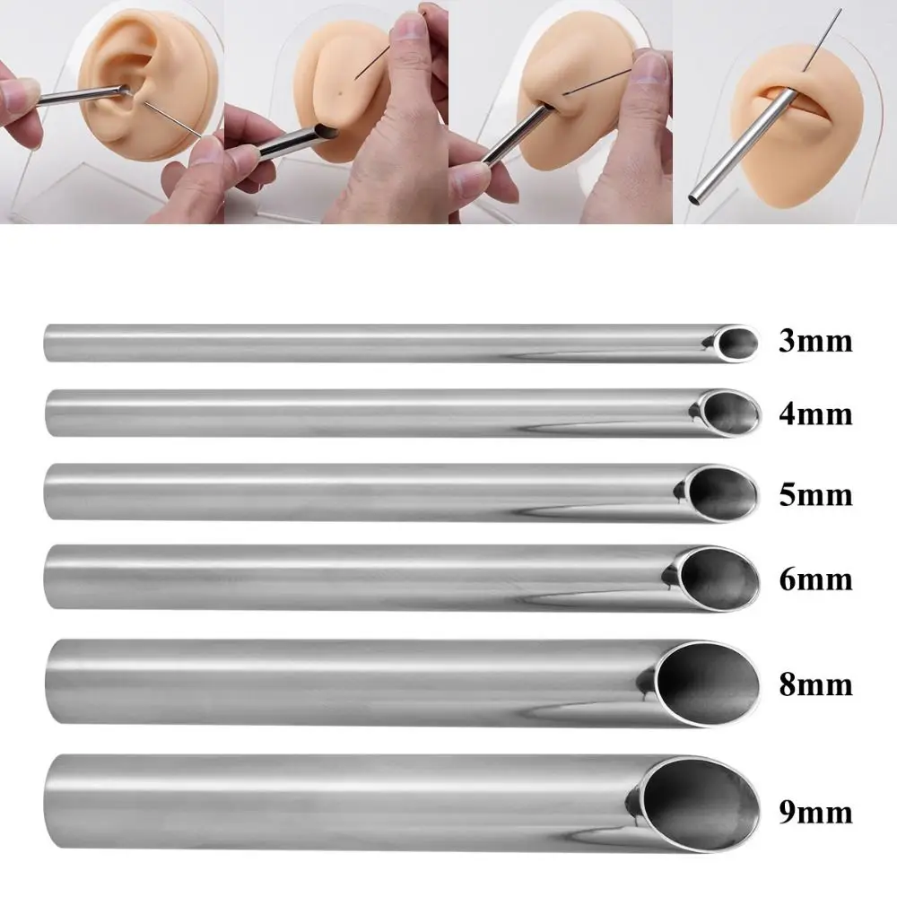 لوازم وشم ثقب الفولاذ ، أنبوب استقبال الإبرة ، أداة Microblading ، مجموعة ثقب مجوهرات الجسم ، الفضة