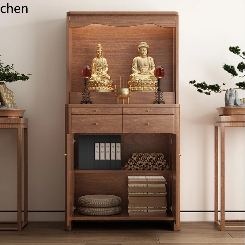 CZ1 solid wood shrine, God of Wealth incense table shrine, offering Taiwan Guanyin Bodhisattva Buddha statue for home use
