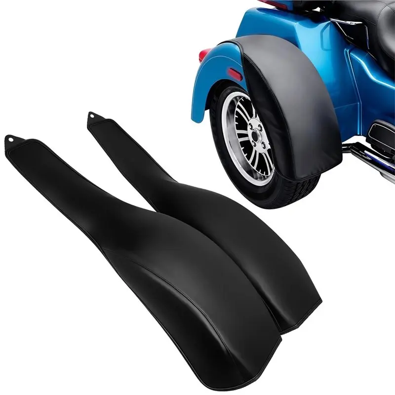 Waterproof Black PU Leather Rear Fender Cover For Tri Glide 09-23 Street Glide Trike 10-11 1 Pair Bra