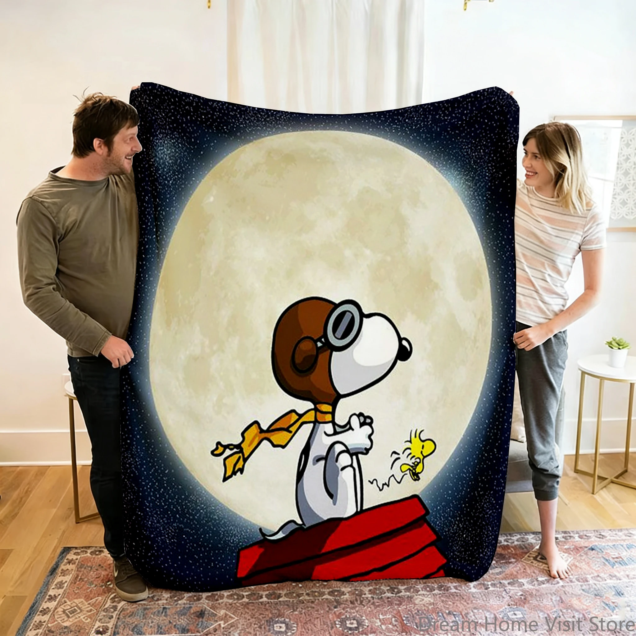 

Cartoon 2026 New Kawaii Snoopy Children Warm Soft Anime Blankets for Sofa Bed Cover Blanket Suitable for Birthday Souvenir Gifts
