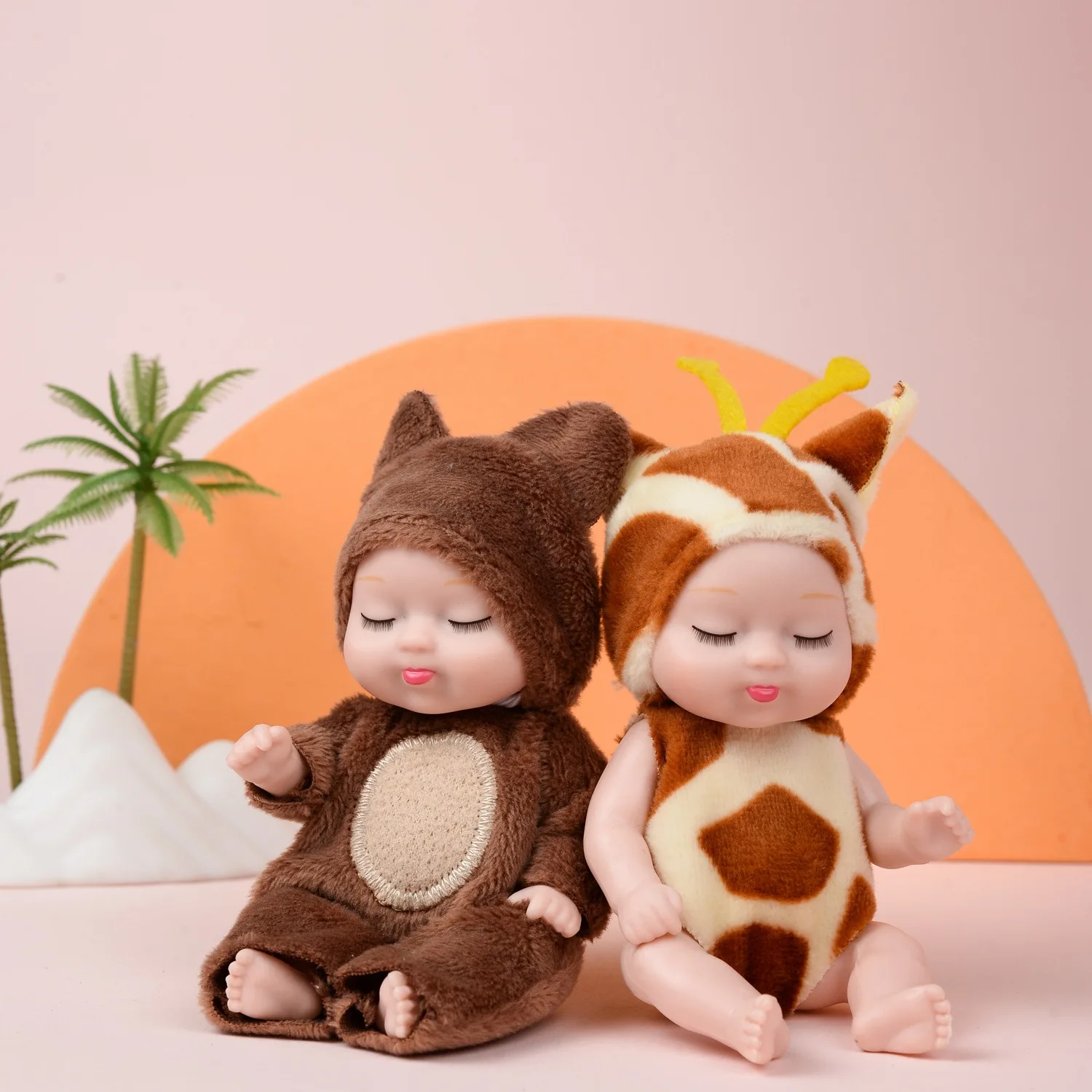 1pcs 13cm Sleep Baby Doll New Fashion Simulation Rebirth Dolls Mini Cute Doll Cartoon Animal Kids Toy for Children Birthday Gift