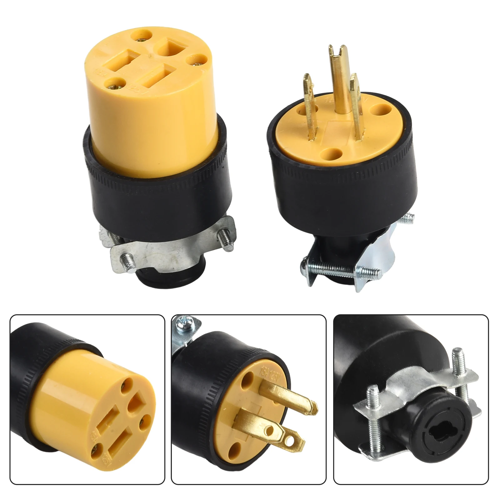 America US Connector 15A Extension Tripolar Wired Receptacle Male Female Anti-Loose Locked Plug- Socket