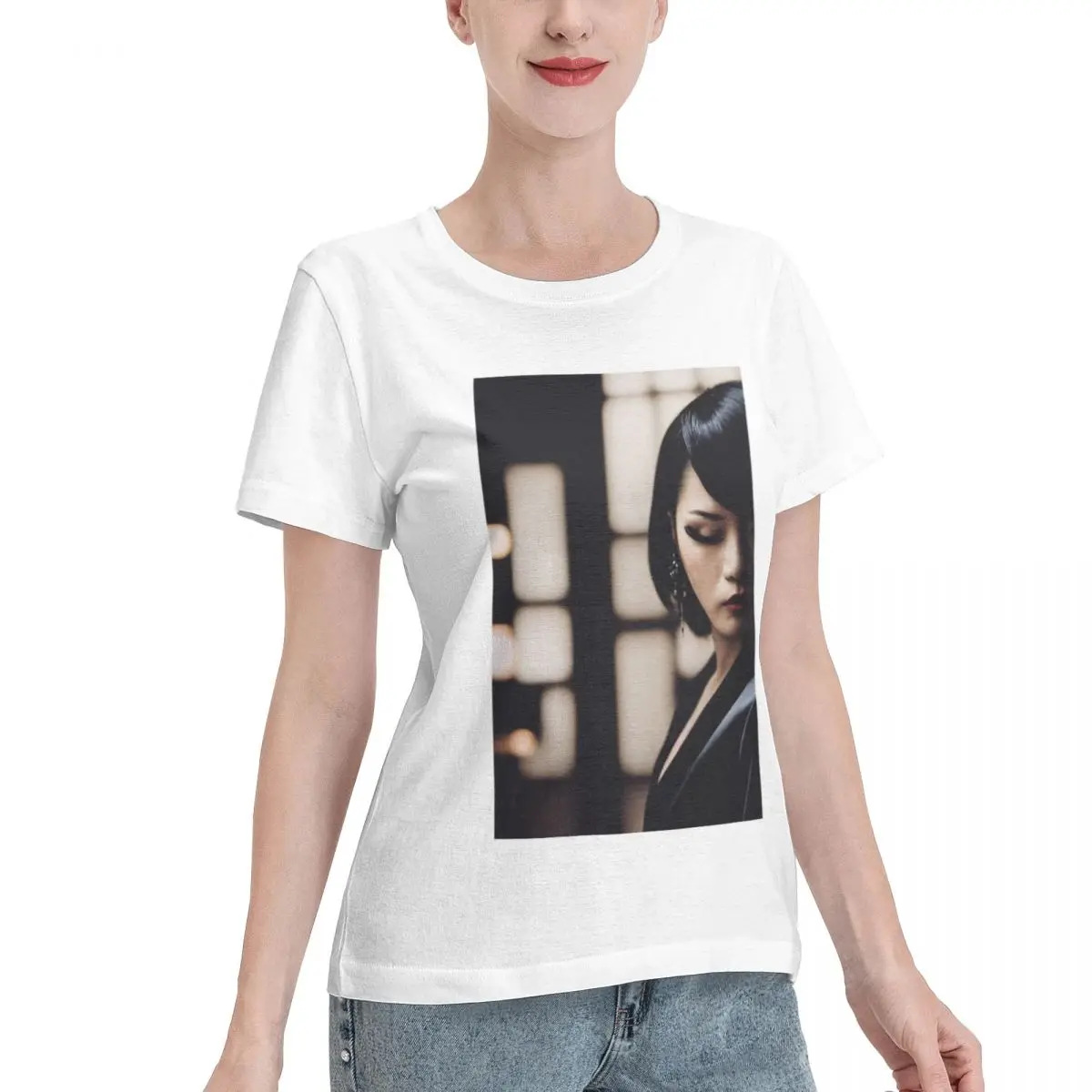 Spring Musthave Infamous Female Yakuza With Closed Eyes Women's T-shirt Punk Female Everyday Wear
