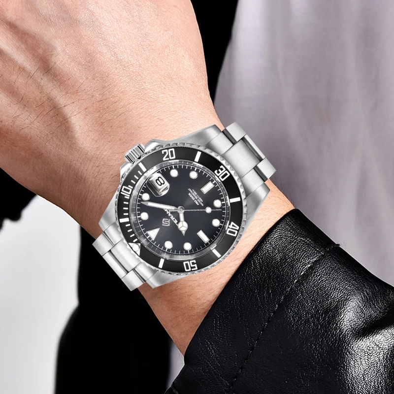 TERAMI Professional Auto Date Mechanical Mens Watch 300m Waterproof 316L Stainless Automatic Movement Sapphire Diving Clock NH35 view 5