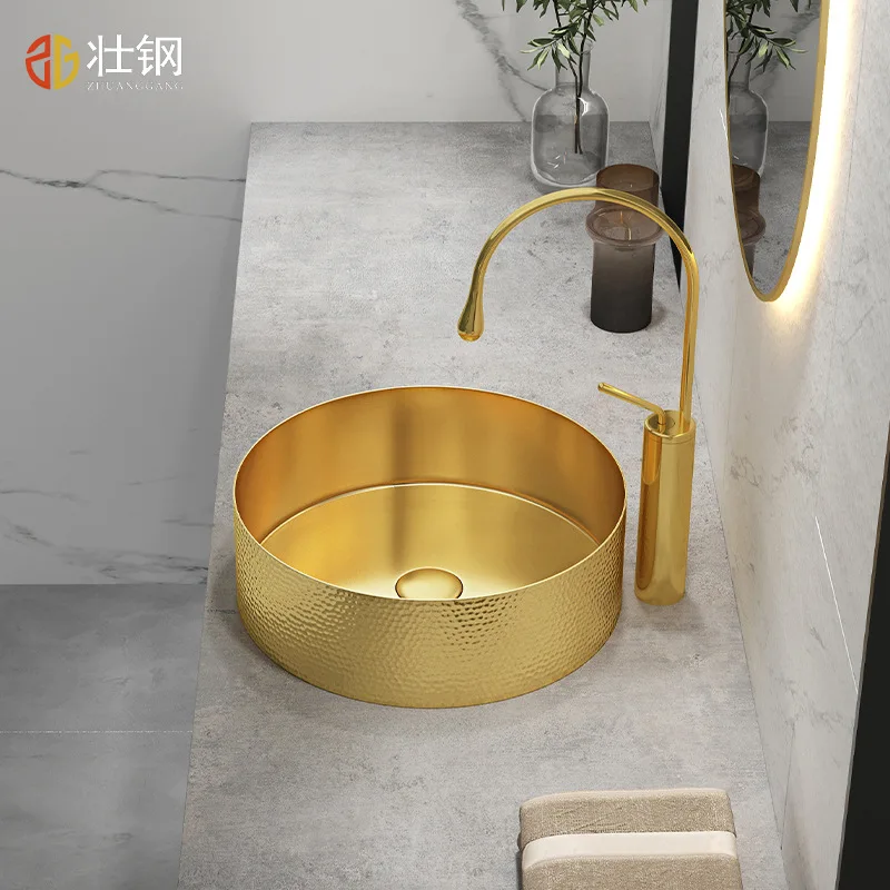 Top Quality Bathroom Sink Gold washbasin Artistic lavabo Luxury 400*130mm SUS304 Stainless steel Modern hand basin Brushed Grey