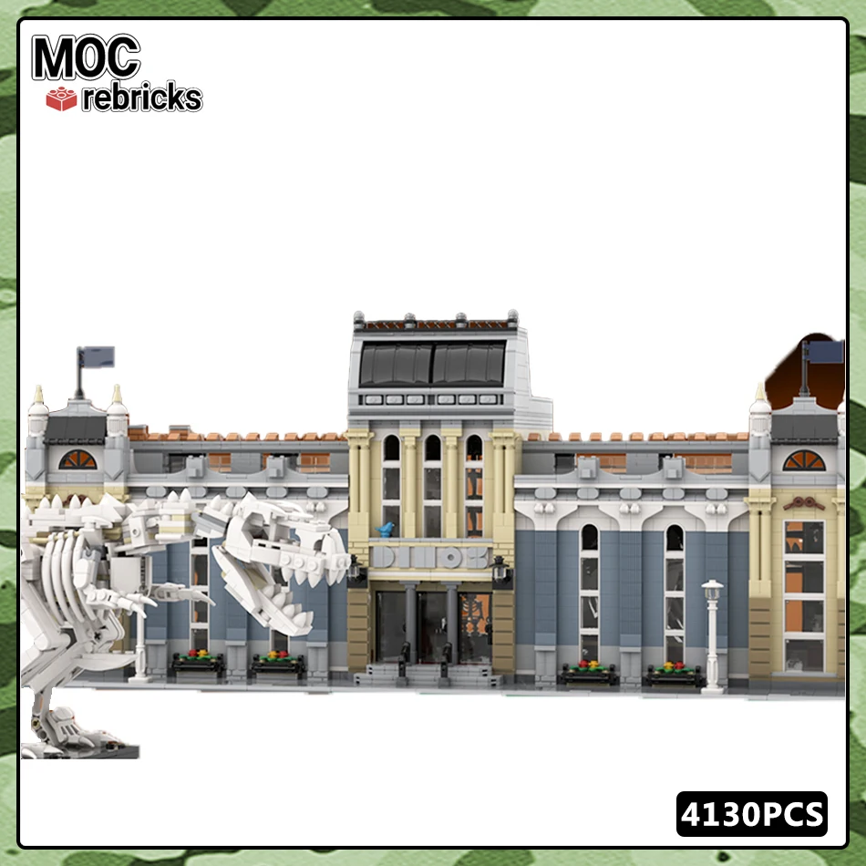 City Street View Series Dinos Exhibition MOC Building Block Model DIY Brick Toys Puzzle Education Children Birthday Gifts 4130P