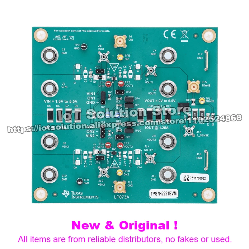 TPS7H2221EVM TPS7H2221 evaluation module for 1.6-V to 5.5-V input, 1.25-A load switch