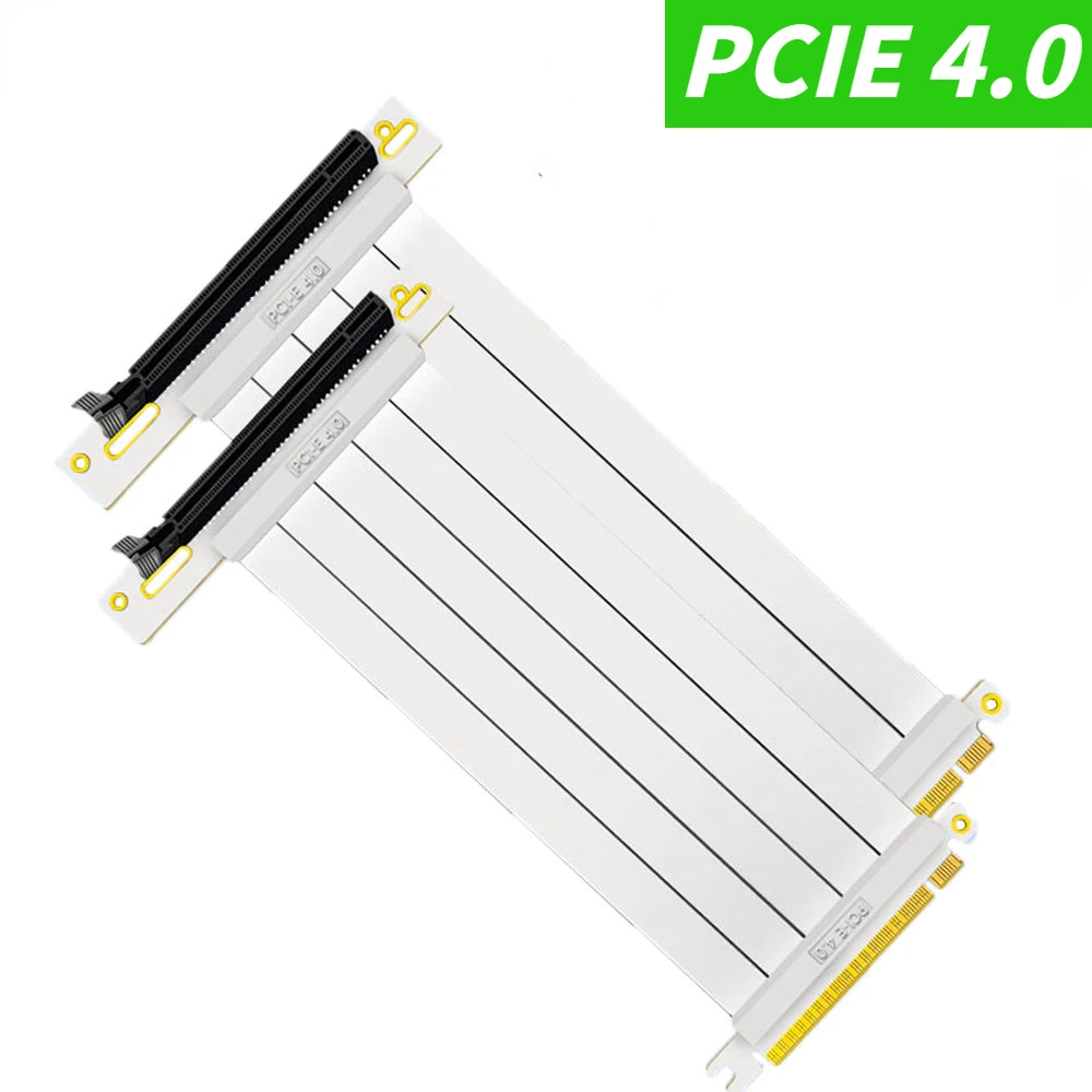 

5U Gold White High Speed PCIE 4.0 X16 Slot Riser Cable PCI Express Gen4 Flexible Shielded Riser Extender PC Gaming 90° 180° GPU