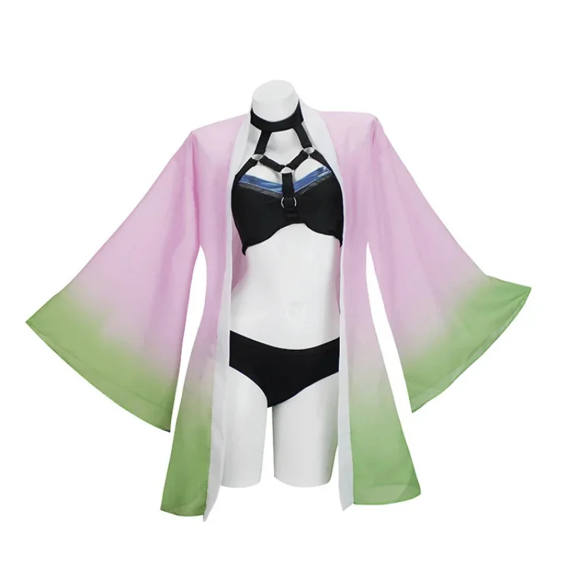 Anime Agatsuma Zenitsu Cosplay Costume Swimsuit Female Kamado Nezuko Kanroji Mitsuri Shinobu Swimwear Woman Girlsx,3;b'2. - view 3