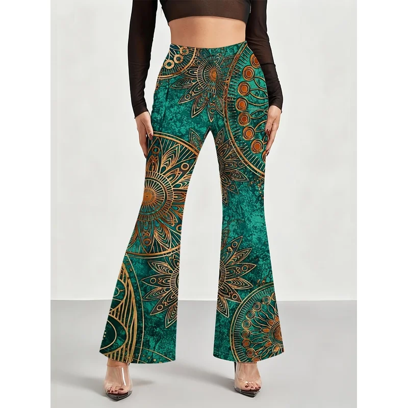 Abstract gradient print wide-leg pants, suitable for 7-16 year old teenagers' casual wear