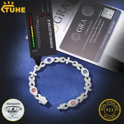 High Quality Classic Unisex Moissanite For 925 Silver Necklace Cuban Chain Moissanite Bracelet Hip Hop Jewelry Gift