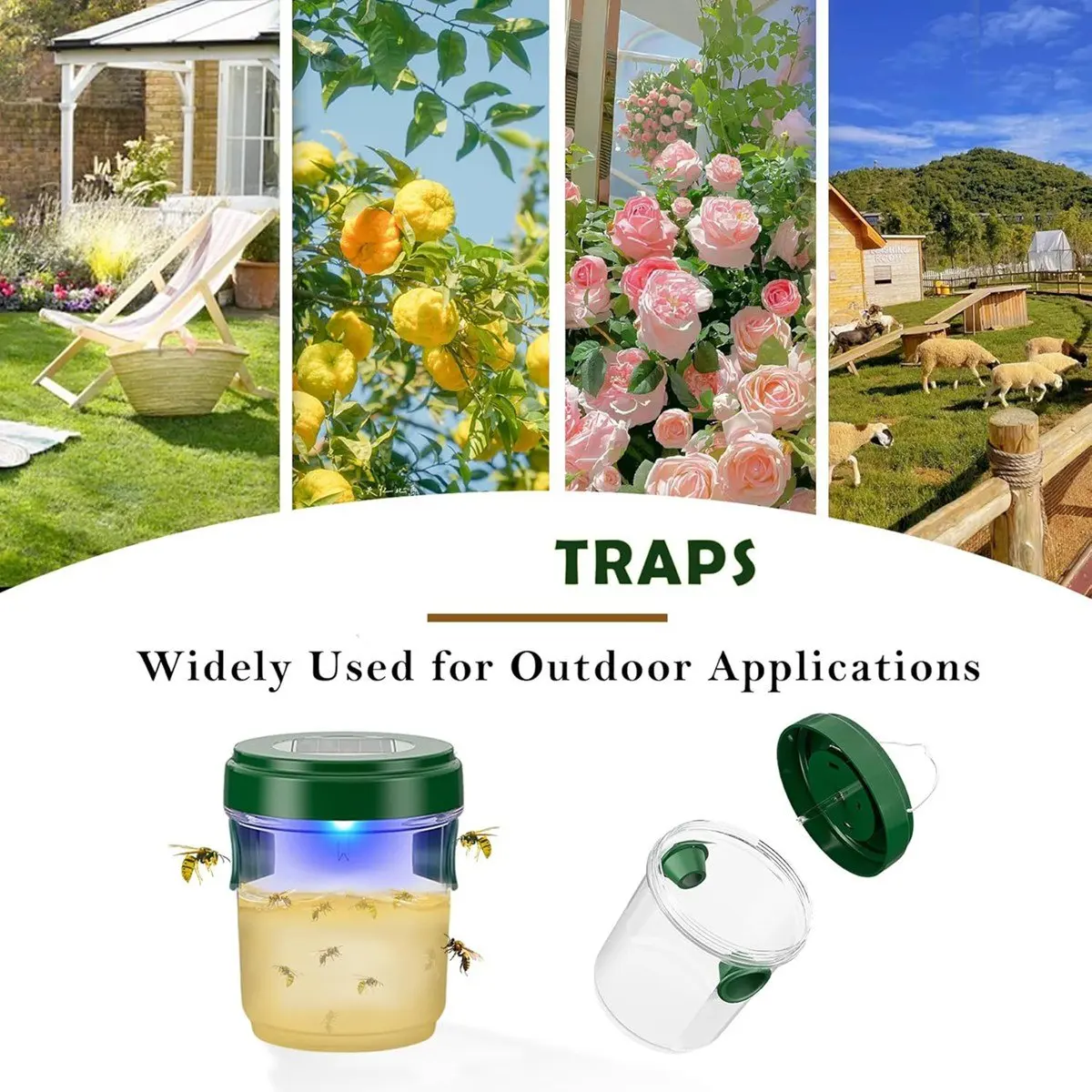 

CLOS 4 упаковки ловушек для наружного использования, подвесные ловушки для шершней со светодиодной подсветкой, солнечные ловушки для насекомых 4,65 дюйма (длина) x 4,65 дюйма (ширина) x 3,7 дюйма (высота)