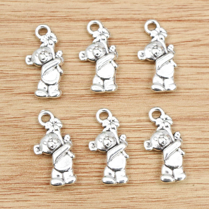 20pcs 19x10mm Antique Sliver Plated Cute Bear Handmade Charms Pendant:DIY Jewelry Making Findings for bracelet necklace