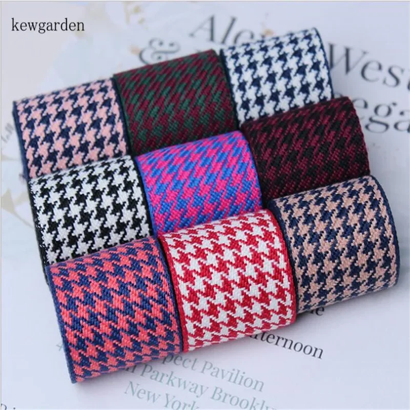 Kewgarden 10mm 25mm 38mm Houndstooth bawełniana wstążka lniana DIY akcesoria do kokardek wstążka satynowa ręcznie robiona taśma do pakowania taśmy