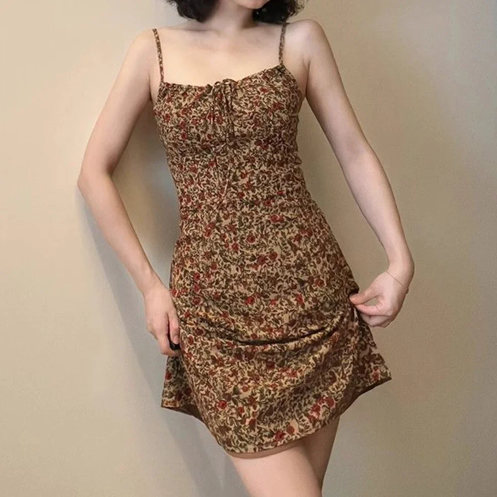 

Платья Летние модные повседневные платья без рукавов с квадратным вырезом и цветочным принтом для женщин
