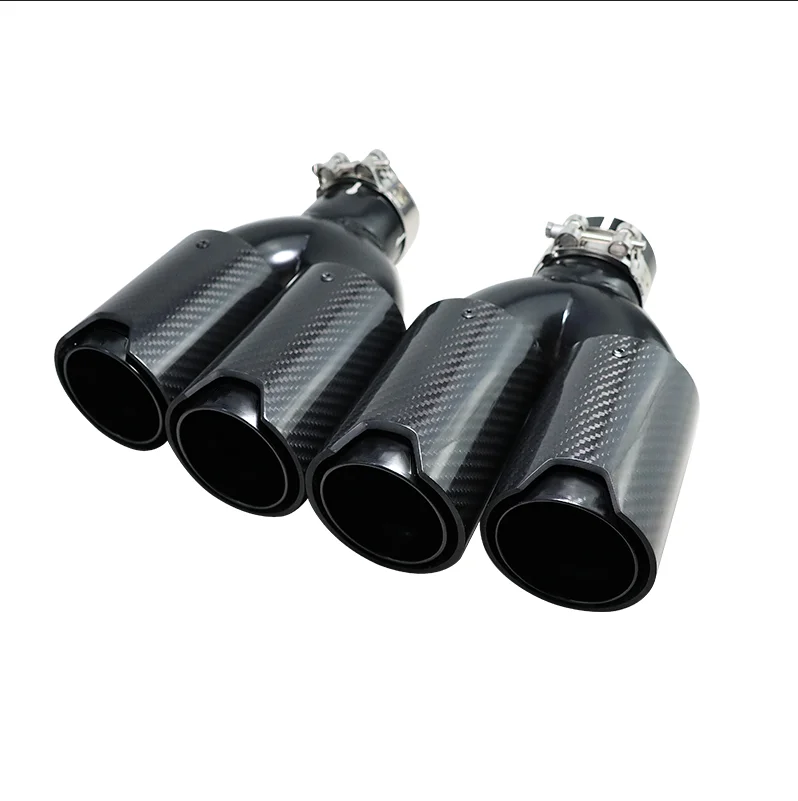 

Carbon Fiber Exhaust Pipe Glossy Black Performance Dual 80mm Outlet for Car Universal Bmw Modify Muffler Tips