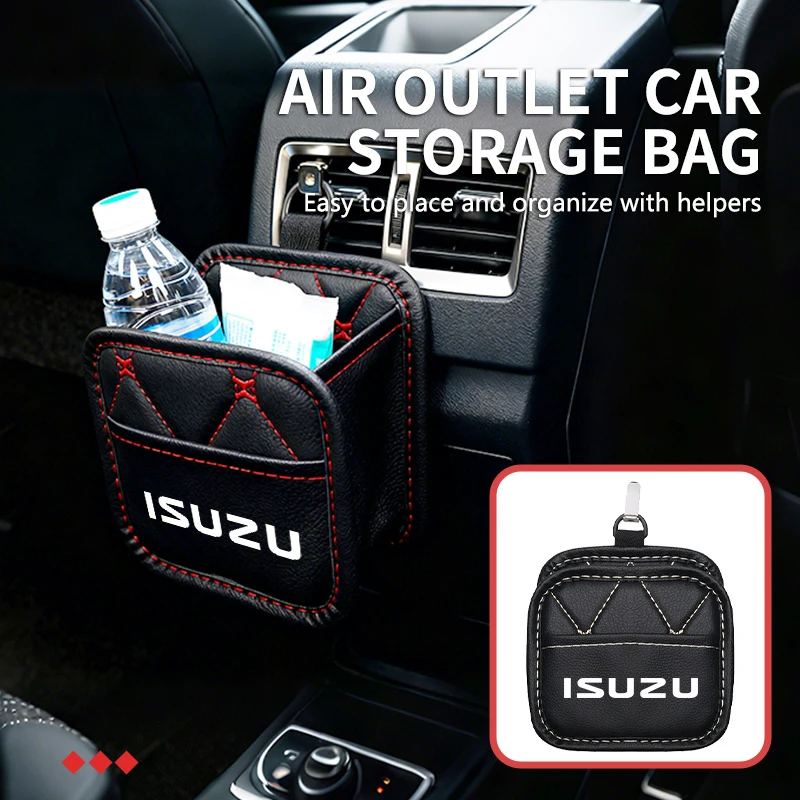 Bolsa de Almacenamiento Portátil de Cuero para Teléfono Móvil y Llaves, para Rejilla de Ventilación de Coche, Compatible con Isuzu D-MAX D MAX Dmax I II WFR VAN NFR ATV TROOPER 4X4 WFR VAN