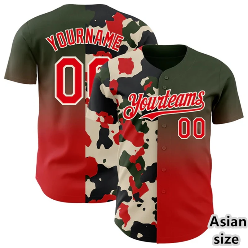 

Custom Name Number Baseball Jersey Men Colorful Camo Print Baseball Shirts Personality Team Name Men Sport Tops Quick Drying