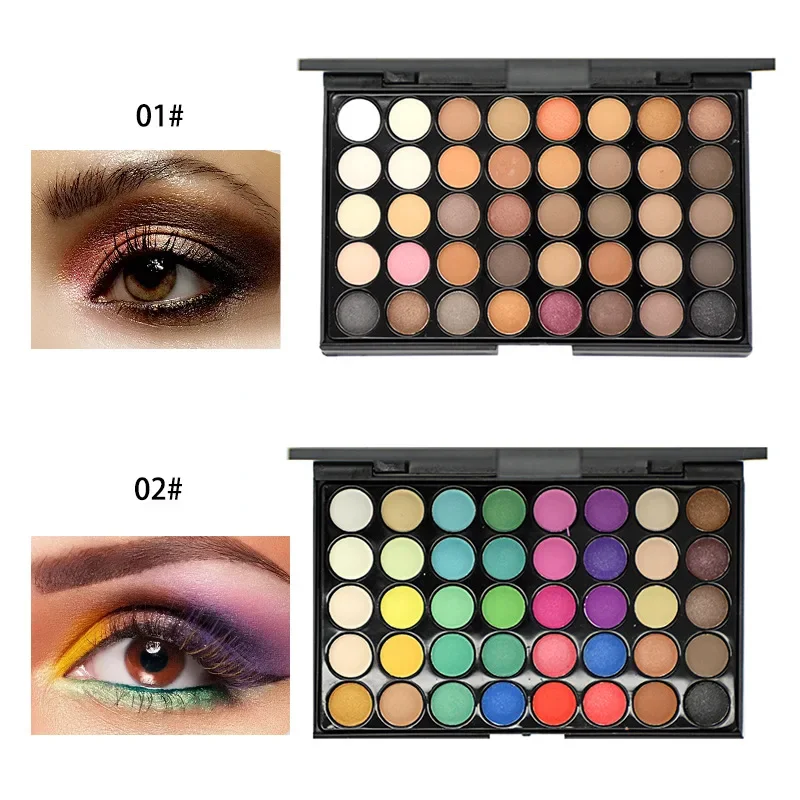 40 Colors Eyeshadow Palette Colorful Matte Shimmer Bright Colors Eye Shadow Professional Makeup Palettes with Brush