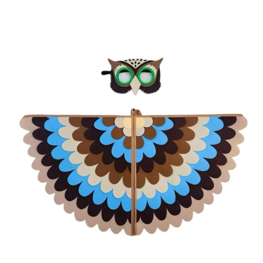 Creative Felt Cloth Halloween Cloak with Mask Robe Owl Halloween Children Costume Bird Wings Cosplay Cape Mask Set Children