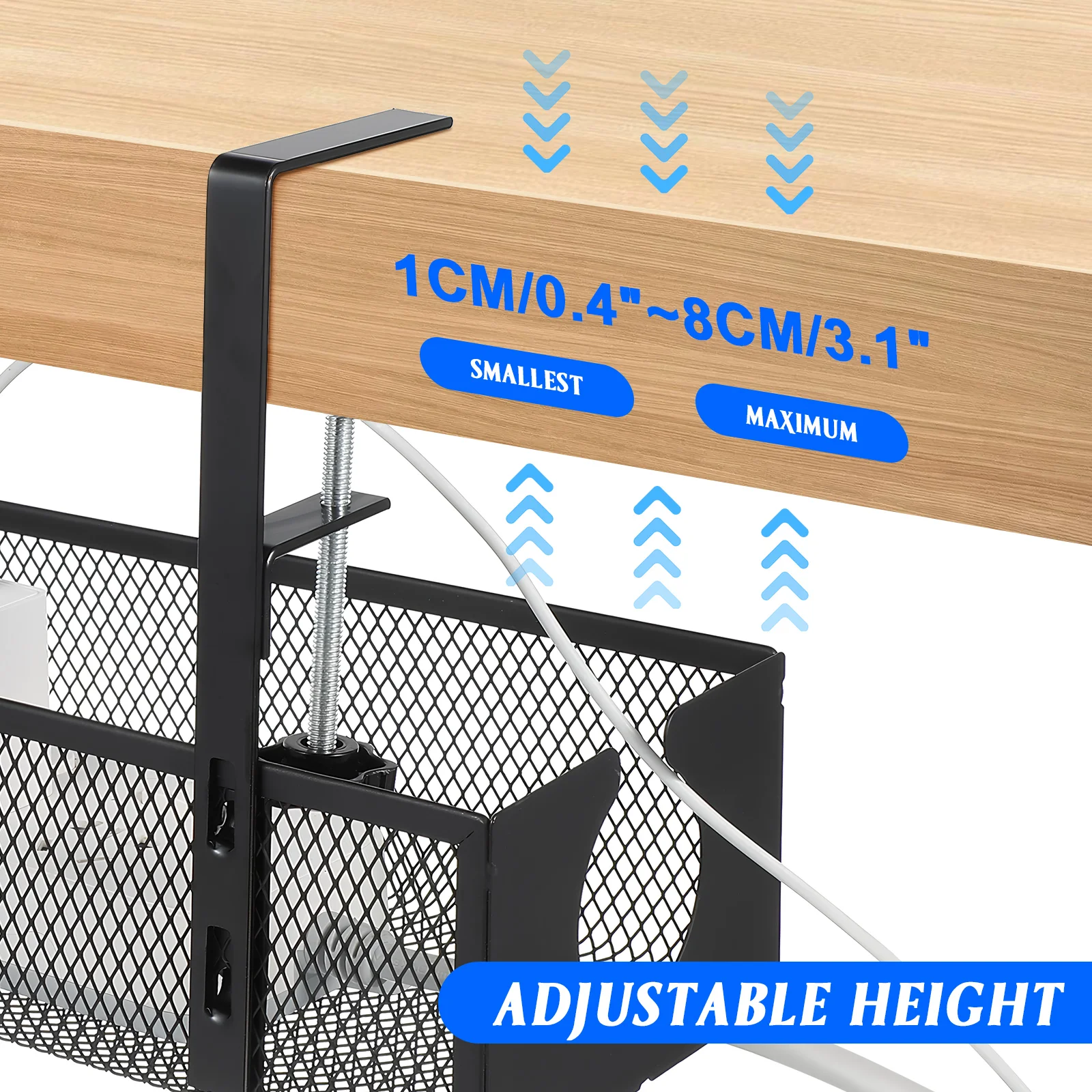 Imagem -05 - Cesta de Armazenamento de Cabos sob Bandeja de Mesa Rack Organizador de Gerenciamento de Mesa de Escritório Cabo para Suporte de Fio Cablagem