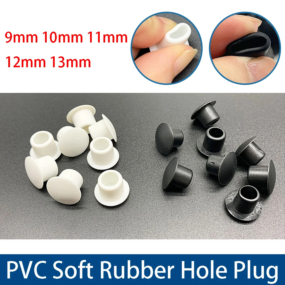 10-100Pcs PVC Soft Rubber Hole Plug 9mm-13mm White/Black Dust Waterproof Cap Round Pipe Sealing Plugs Hardware Screw Covers