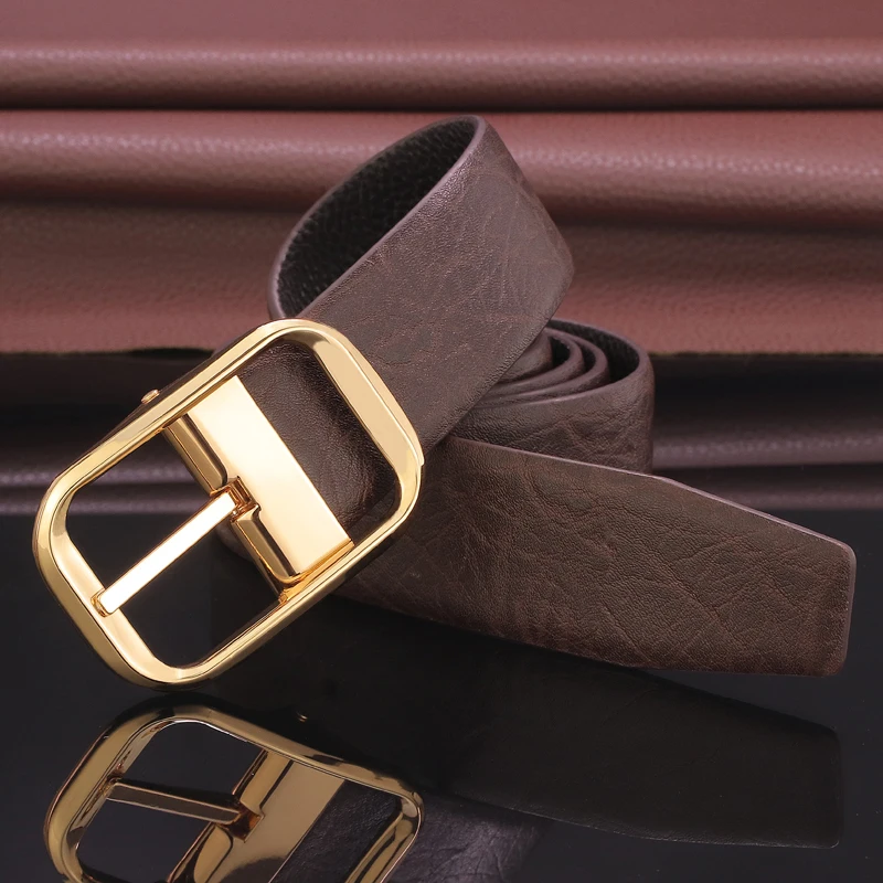 عالية الجودة حزام الرجال الكلاسيكية دبوس مشبك مصمم حزام عادية الحبوب الكاملة جلد أسود بنطلون cintos masculinos B547