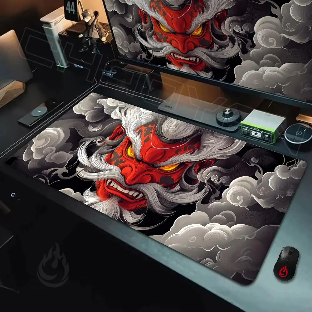 

Большой коврик для мыши Shocking Ghost Samurai, нескользящий, прочный, для офиса и игр, с прошитыми краями, HD-печатью