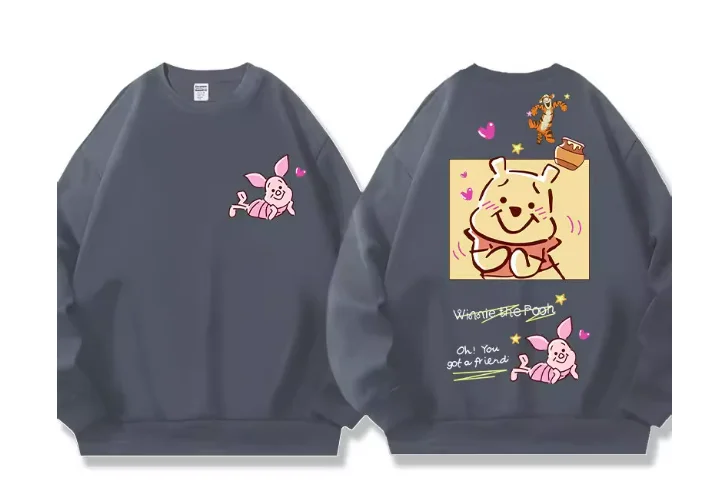 Disney Winnie The Pooh Joint Sweater Damen Rundhalsausschnitt Herbst und Winter Zweidimensionale Animation Periphere Kleidung Lose Mantel