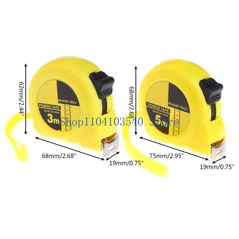 02DC 3/5 Meters Professional Retractable Steel Measuring Tape Measure Ruler Steel Blade & Plastic for Shell for Construction