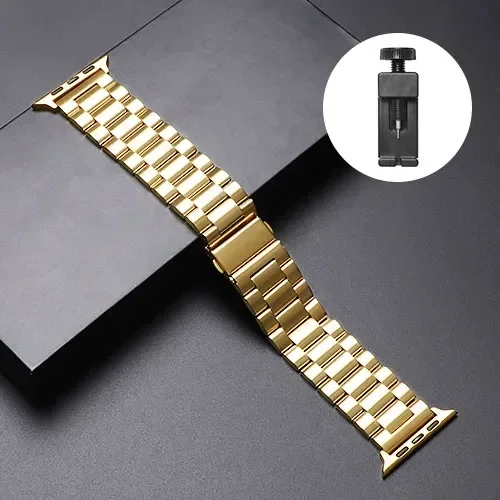 Ultradünne Edelstahlbänder für Apple Watch Ultra 49, 45, 41mm, 40mm, 46mm, 38mm, 42mm, 44mm; iWatch Series SE 11, 10, 9, 8, 7