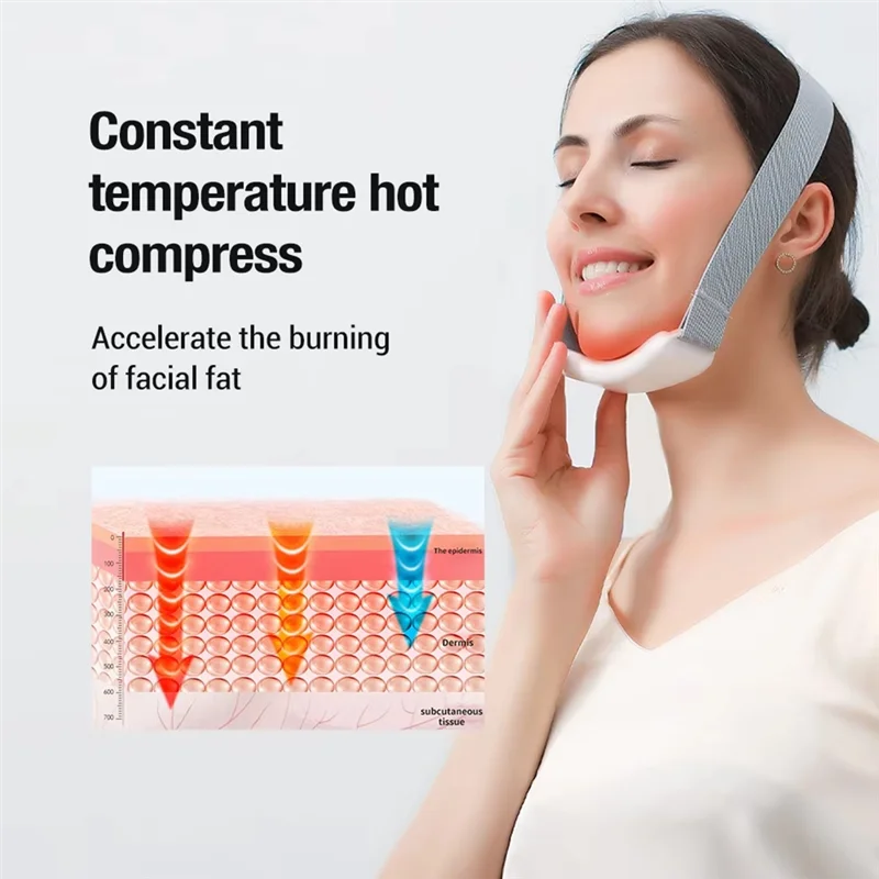 Dispositivo dimagrante per il viso a forma di V, massaggiatore per il viso, cintura vibrante, impacco di calore per la cura personale