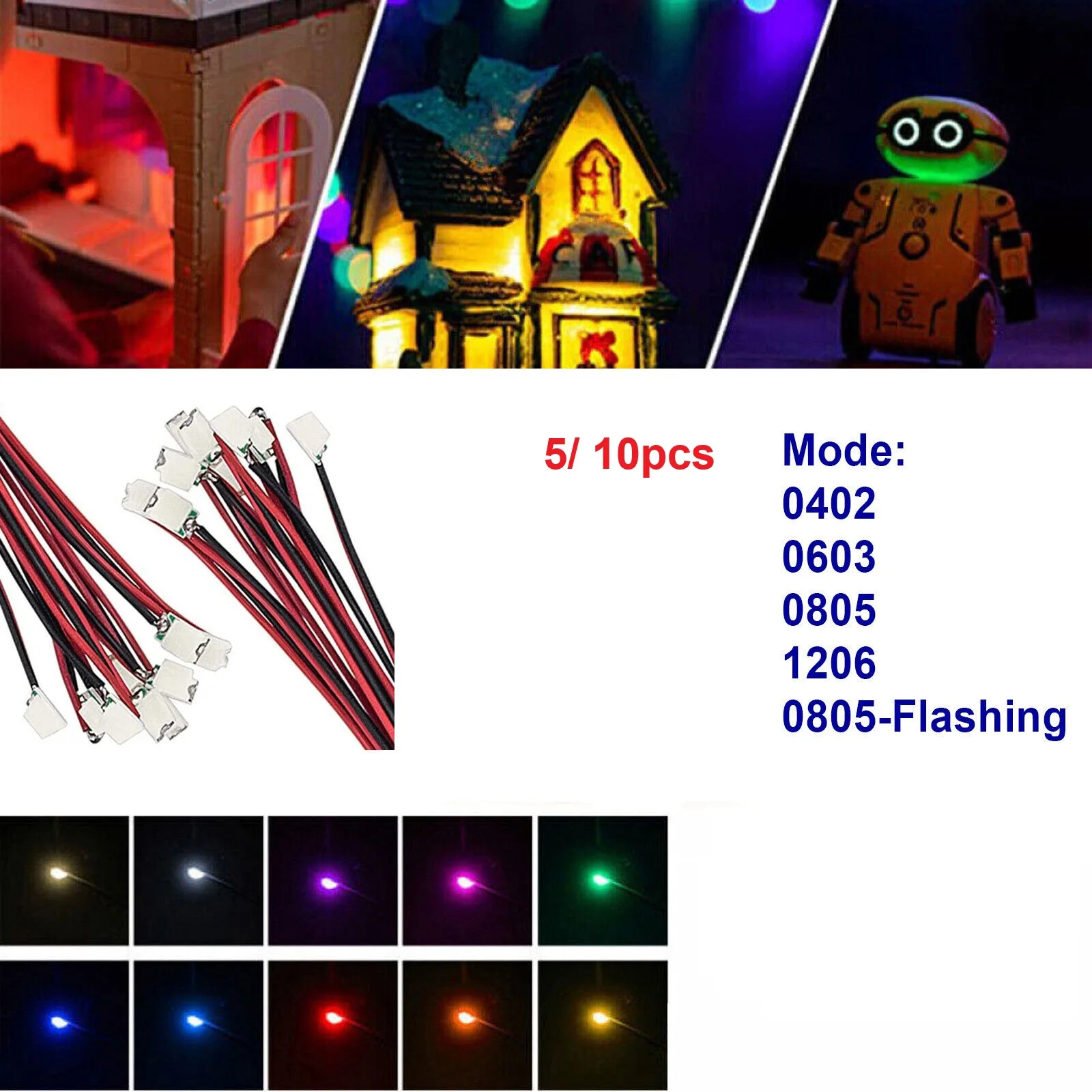 

10Pcs/bag Micro LEDs 3V 0402 0603 SMD Lamp Wire Micro Led Pre-soldered Micro Litz Railway Model Lawn Light Train Scene Kit Toy