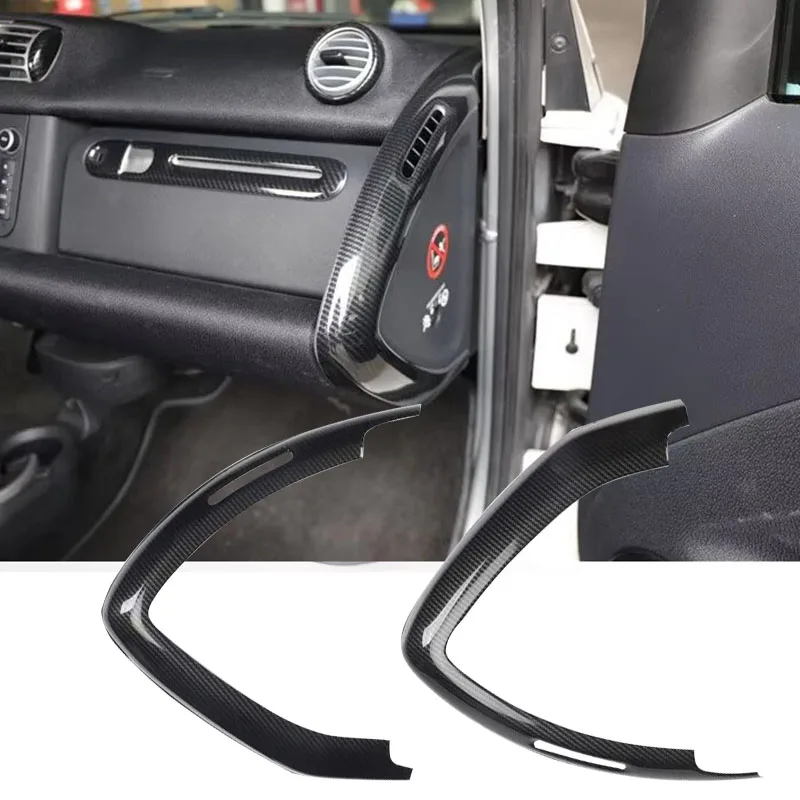 Car centre console triangle Carbon Style Decorative Triangles on both sides of the centre console Interior For Smart 451 Fortwo