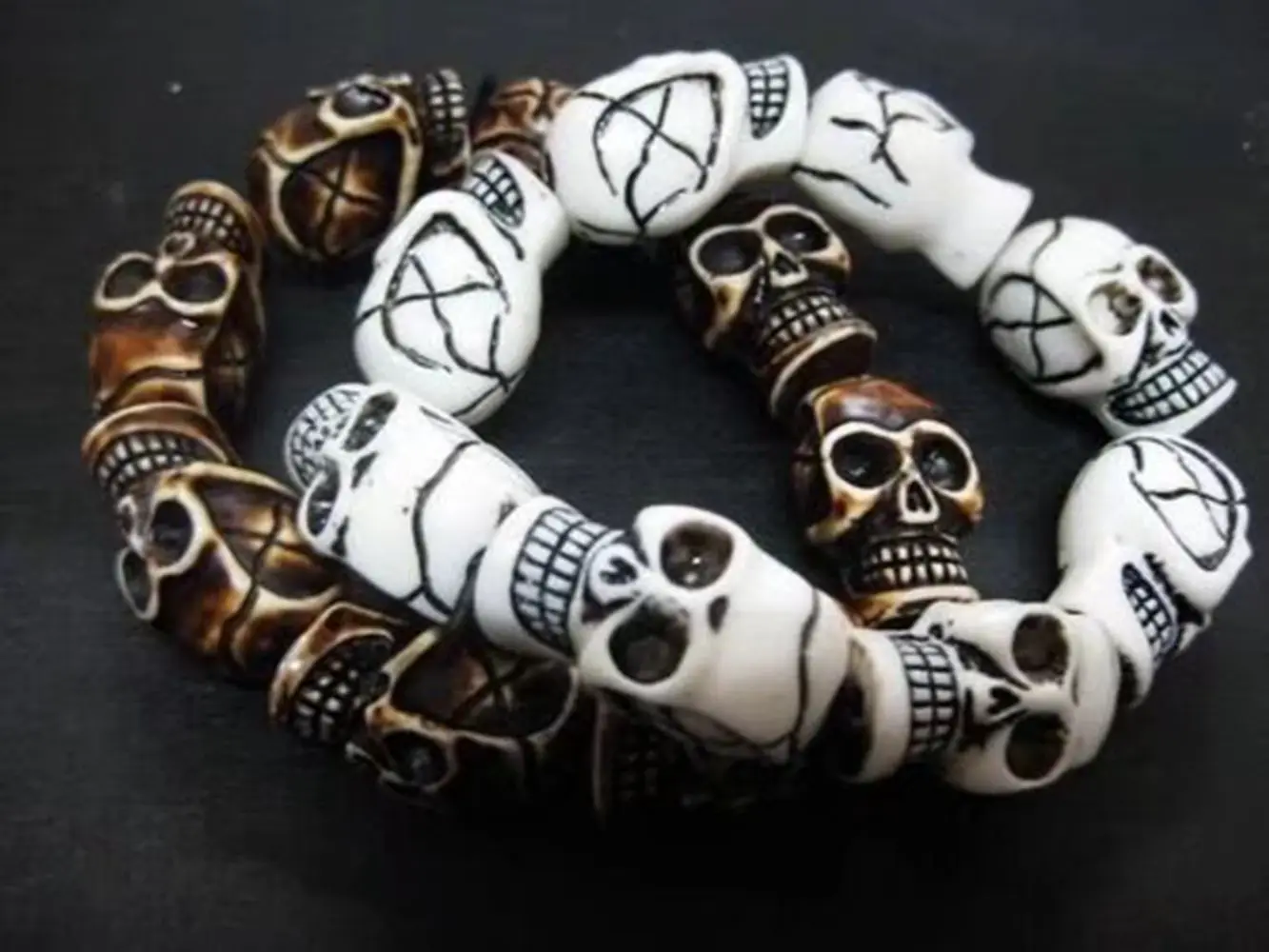 بيع 2 قطع الجمجمة الرجال سوار الحد الياك العظام المواد العظام الفن خمر أساور للرجل
