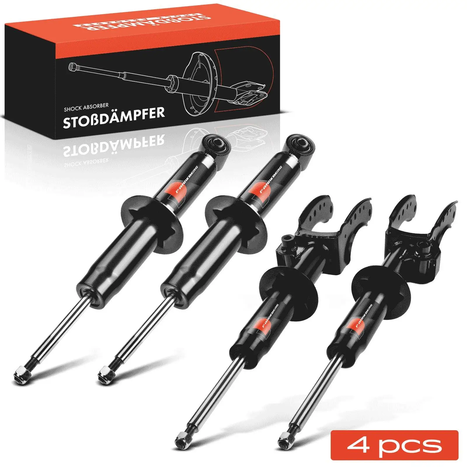 Frankberg 4x Stossdämpfer Gasdruck Vorne Hinten für VW Touareg 7L6 7L7 7LA 72477 72476 331613 7L6413031L 345627 7L6413032L