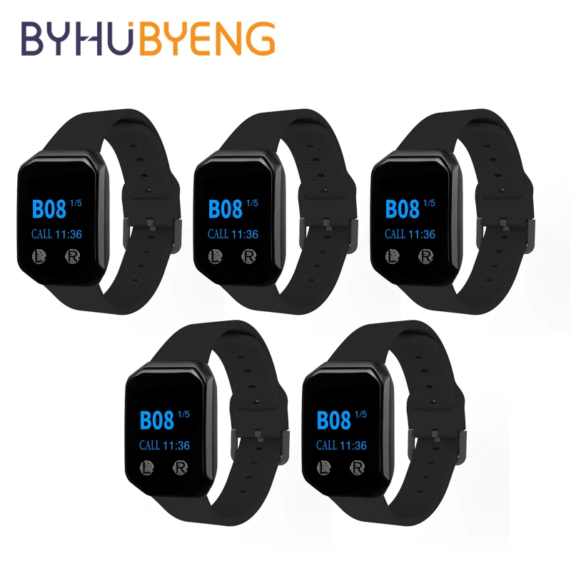 BYHUBYENG 5pcs Restaurante Equipments Pager Service wrist pagers system Waiter Watch Nursing Aid Aide Soignante Restaurant