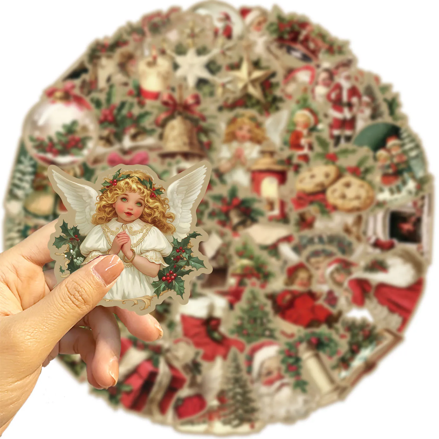 

50PCS Cartoon Christmas Stickers Transparent Decal Cartoon Creative Funny Decoration Stationery Box Diary Scrapbook Luggage