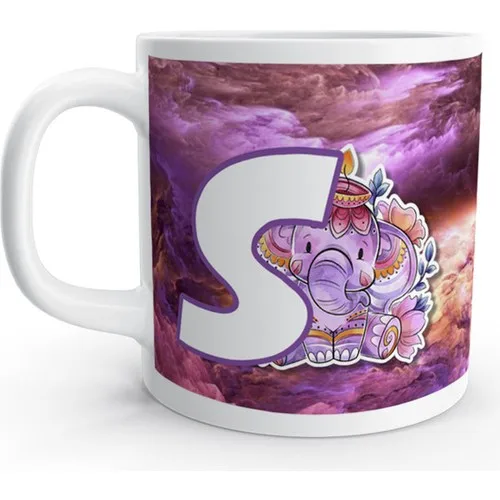 

Rock'n Fox Letter S Authentic Elephant Colorful Patterned Letter Mug Cup. Letter S, Gift , Tea & Coffee Drinking glass